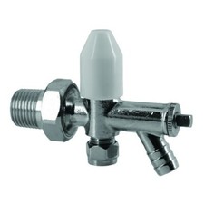 Angled Lockshield Radiator Valve with Drain Off 15mm