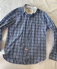 Brooks Brothers Blue Plaid Dress Shirt L Lined Button Down Exc