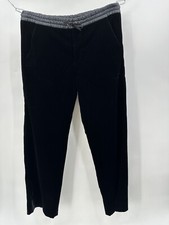 Giorgio Armani Black Velvet Elastic Drawstring Waist Leisure Pants Size 52 X-1 