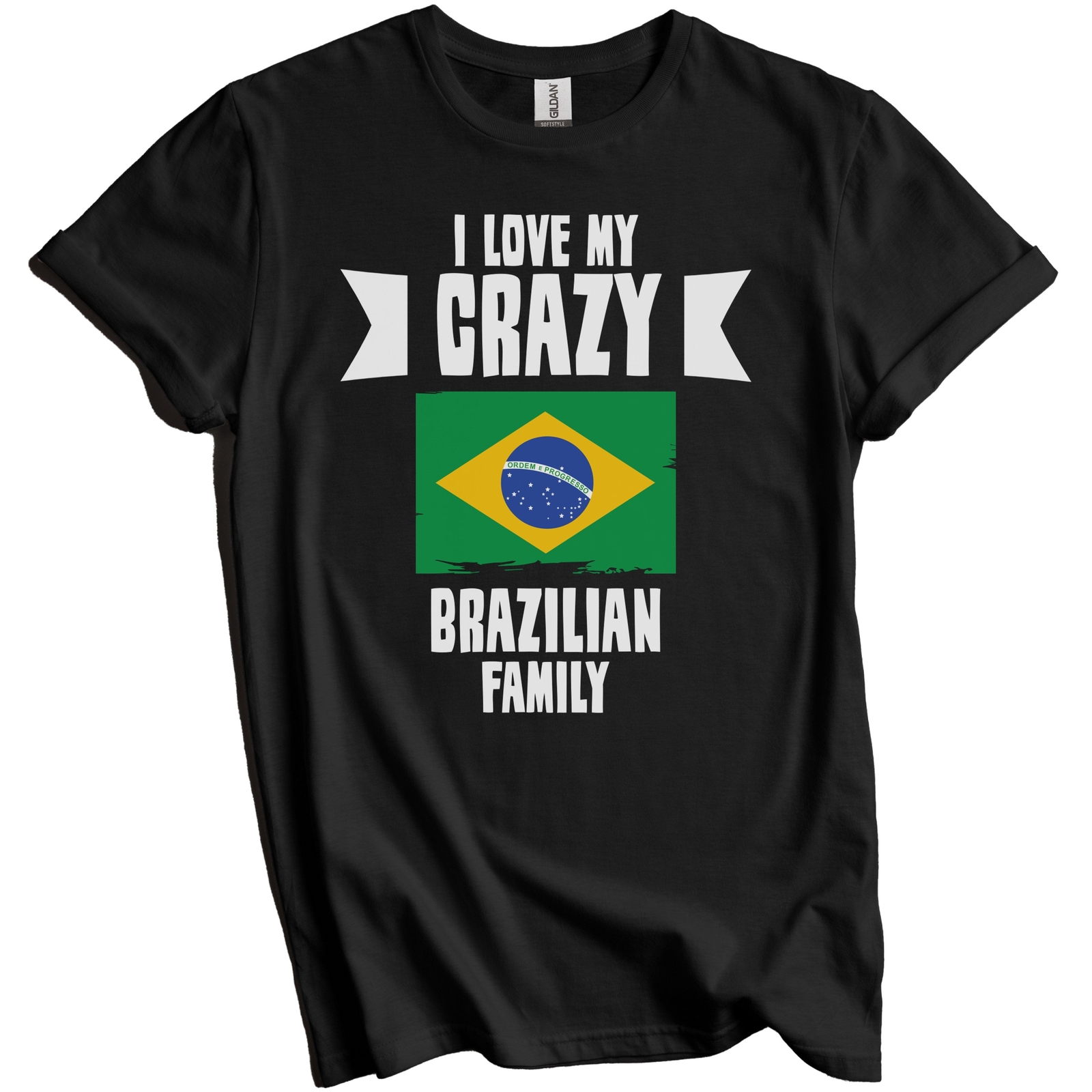 Camiseta I Love My Crazy Brazilian Family Divertida Bandera de Brasil