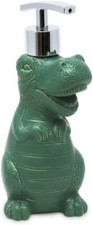 Isaac Jacobs Ceramic Dinosaur, Liquid Soap Pump/Lotion Dispenser with Metal Pump