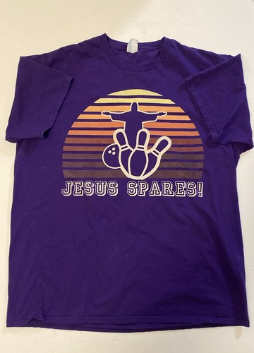‘Jesus Spares’ Purple T-shirt Mens XL