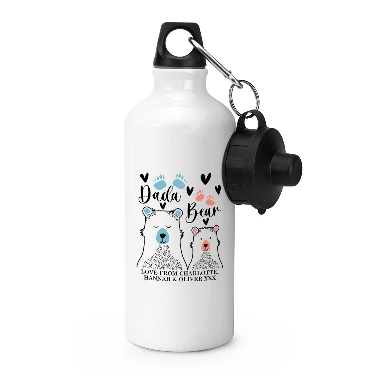 Personalised Dada Bear Sports Water Bottle Dad Fathers Day Grandad Love Birthday