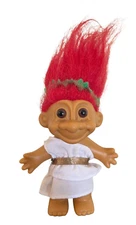 Vintage Russ Troll Greek Goddess wearing White Toga  Red Hair - No Sandals - 4"