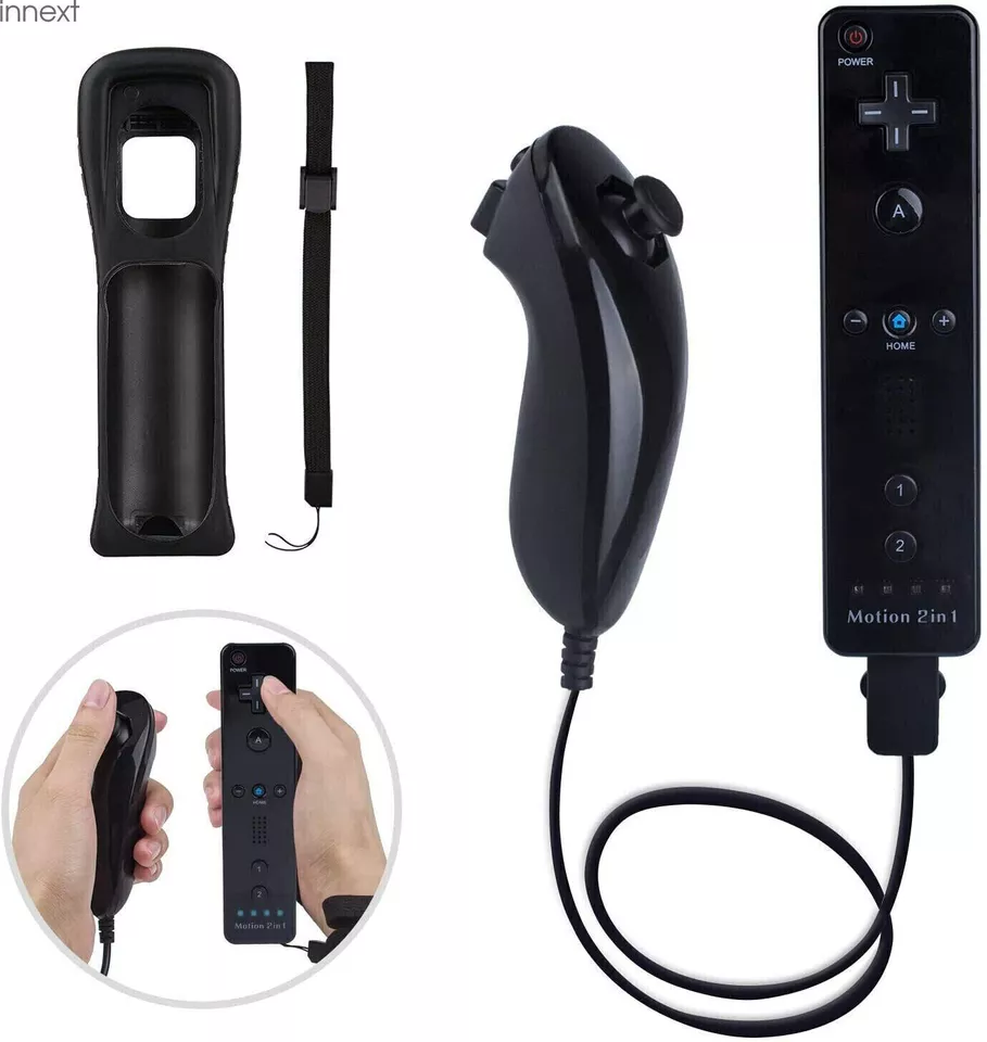 2 Pack 2in1 Motion Plus Remote and Nunchuck Controllers for Wii & Wii U Wiimote - Image 3 of 4
