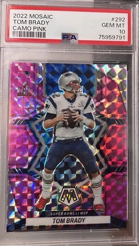 2022 Panini Mosaic Tom Brady #292 Camo Pink Prizm PSA 10 Patriots