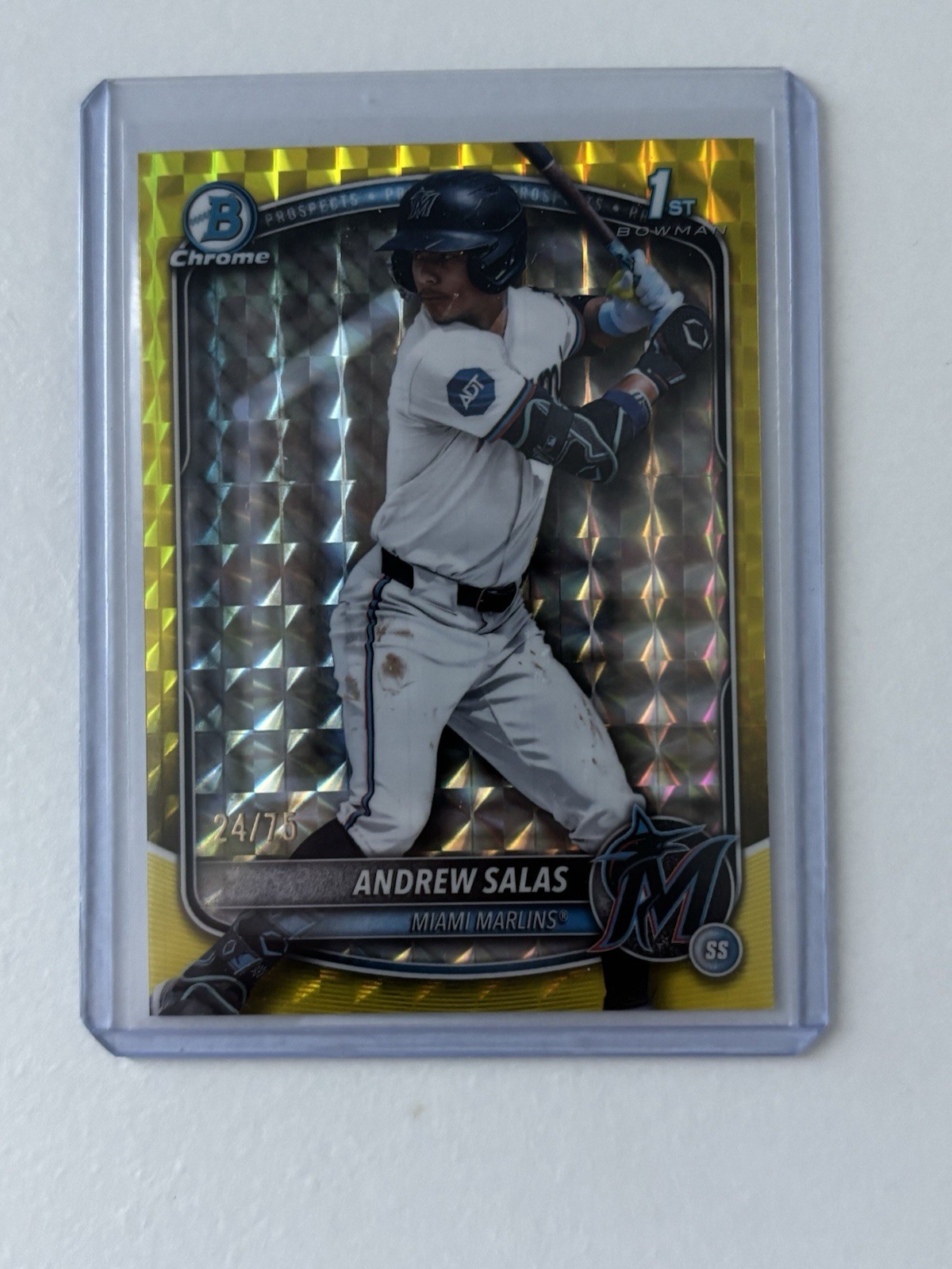 2025 Bowman Chrome - Prospects Andrew Salas, #BCP-156 Yellow Geometric 24/75