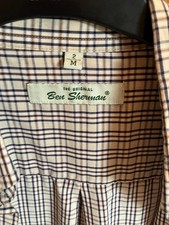 Ben Sherman beige, brown and navy mens shirt - medium