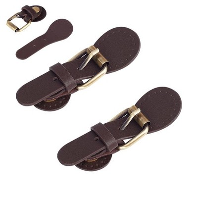 2 PCS PU Leather Sew On Toggle Closure Buckles Purse Tab Snap Bag Roller Diy
