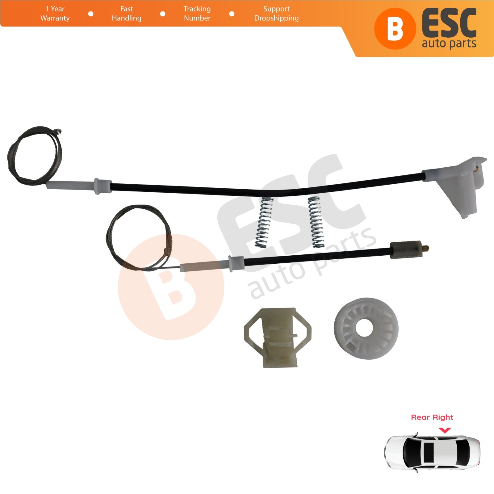 Window Regulator Set Rear Right for Skoda Octavia MK1 1U 1996-2000 Pre-Facelift