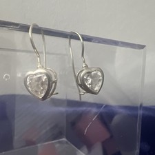 Vintage 925 Sterling Silver Clear Bezel-Set CZ Love Heart 1