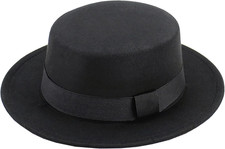 Wide Brim Classic Fedora Felt Hat for Men Women Adjustable Panama Hat Dress Fedo