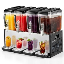 VEVOR Commercial Beverage Dispenser 12L / 12.7QT x 4 Tanks Cold Juice Ice Drink