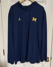 Jordan Men 3XL Michigan Wolverines Football PE Team Issued Blue Half-Zip Top NEW