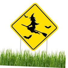Large Funny Witch Crossing Halloween Yard Sign Home Outdoor Lawn Decoration