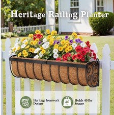 Railing Planter Boxes, 24 Inch Window Boxes Planters, Balcony Planters with A...