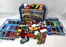 Hot Wheels Lot  Vtg. Matchbox 24 Car Carry Case Blue 1978 Lesney w/ Trays