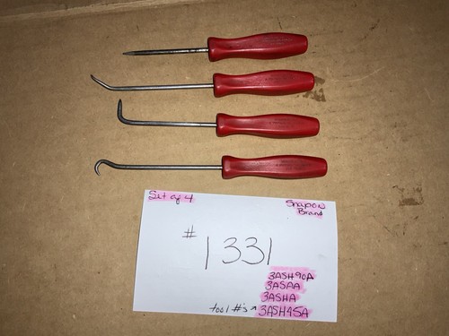 vintage Snap-on Tools USA 3ASH45A, 3ASHA, 3ASAA, 3ASH90A Set Of 4pcs Red Handle - Picture 2 of 8