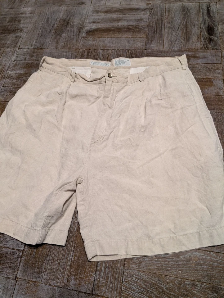 Izod Club 100% Linen Bermuda Shorts Men’s 38 Beige Casual Summer Beach Golf 10” - Image 2 of 4