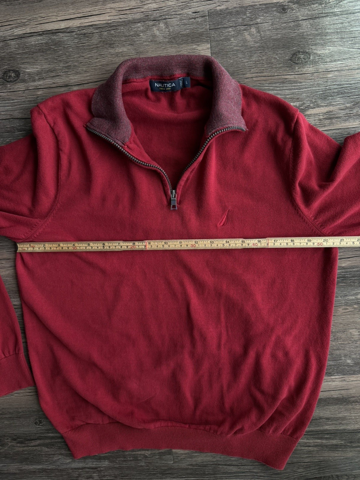Nautica Men’s Quarter-Zip Sweater Red Size Large Cotton Pullover Knit thumbnail 7