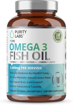 Omega 3 3000mg Fish Oil Pills 180 Softgels - QUALITY TESTED