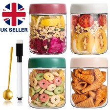 4 Pcs Overnight Oats Jars Food-Safe Glass Jars Food Storage Jar Containers 500ml