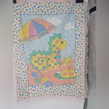 Colorful Dinosaur and Turtle Baby Blanket