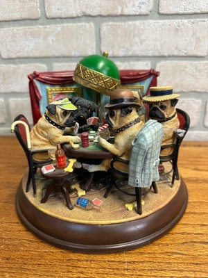 Danbury Mint The Poker Playing Pugs 2006 Lighted Figurine Display