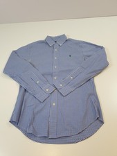 Ralph Lauren Shirt Mens Small Blue White Slim Fit Gingham Button Down Pony Logo