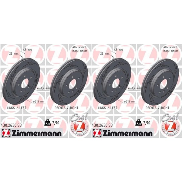 2X Zimmermann Black Z Bremsscheiben 315Mm Geschlitzt InnenbelÜFtet Hinten Passen-image