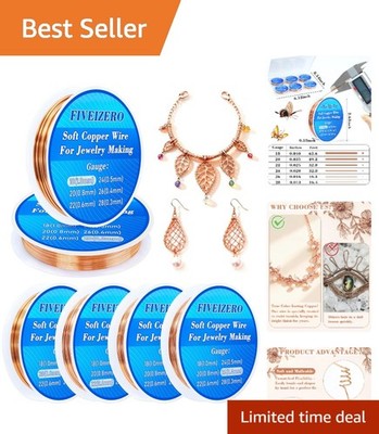 213 ft Jewelry Making Wire - Pure Copper 18-28 Gauge for Versatile Art Creations