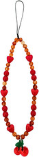 Red Cherry Phone Charm Strap Sweet Wrist Strap Cute Beaded Lanyard String Case A