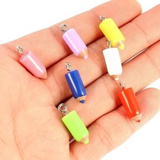 Coloured Pencil Resin Charms School Stationery 3D Pendants DIY Jewellery Making