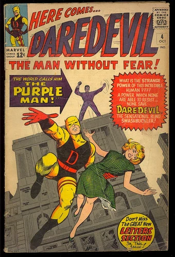 Daredevil #4 Nice 1st App. Purple Man Silver Age Vintage Marvel Comic 1964 GD-VG