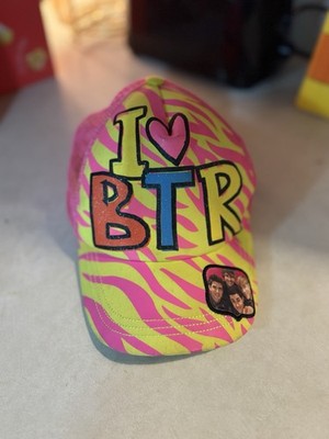 Big Time Rush I Love BTR Pink Yellow Zebra Print Mesh Trucker Hat Adjustable