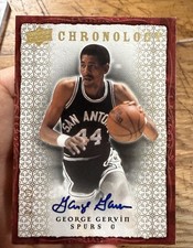 2007-08 Upper Deck Chronology George Gervin Gold Auto #2/10 On Card Auto HOF