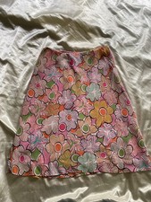 Vintage y2k Floral Psychedelic Midi Skirt Preppy Abstract Multicolor Medium
