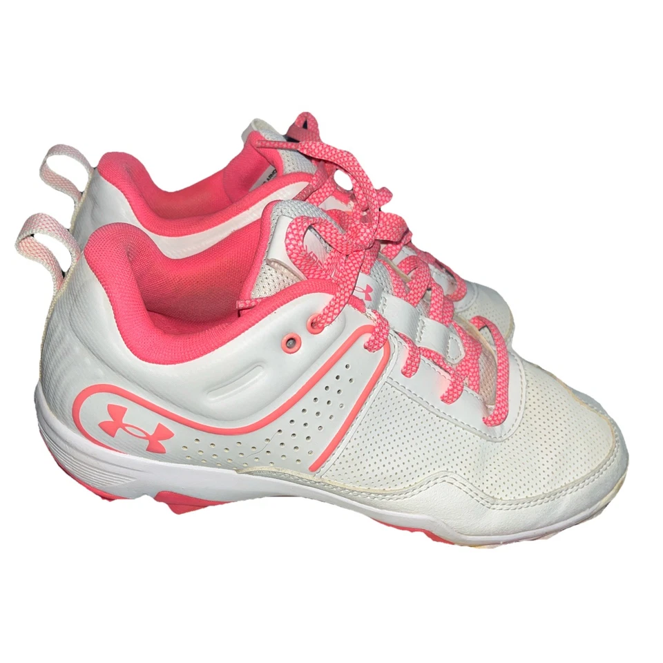 Under Armour Cleats Womens 8 White And Hot pink UA Glyde RM Softball Fast pitch - Image 4 of 4
