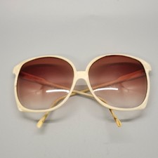 Vintage Oversized Ivory Sunglasses With Gradient Brown Lenses Made In Italy