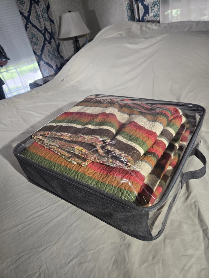 Paisley/Stripe Quilt Size King Multi-color Bedding Reversible 110" x 92" - Image 3 of 4