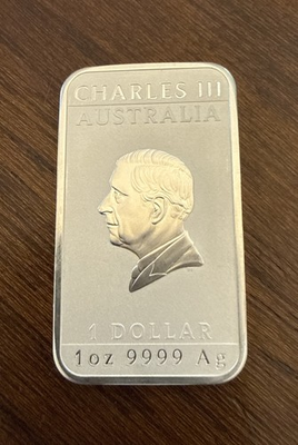 #ad #ad 2024 Perth Mint Australian Lunar Dragon 1 oz .9999 Fine Silver Bar Charles III $135.00