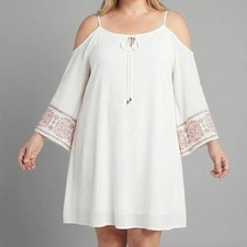 Ava & Viv Women's White Bell Sleeve Cold Shoulder Mini Summer Dress Size 3X
