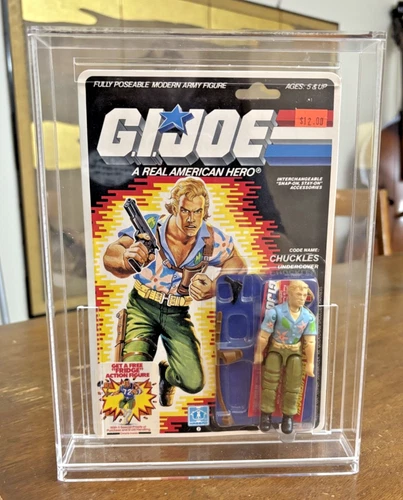 GI Joe Chuckles 1987 v1 *MOC, SEALED, IN HARD ACRYLIC CASE!* Excellent! Vintage