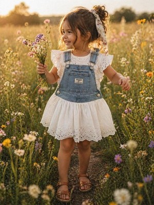 OshKosh B'gosh Toddler Denim Overall Dress with Eyelet Skirt