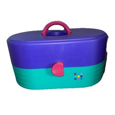 Vtg Caboodles 3 Tier Makeup Case Purple Pink Teal USA 80s 90s Organizer 2640