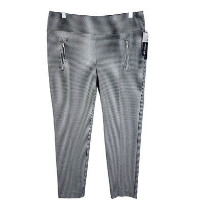 Womens Black & White SOHO Apparel Pants Mid Rise Zip Pockets Polyester Stretch L
