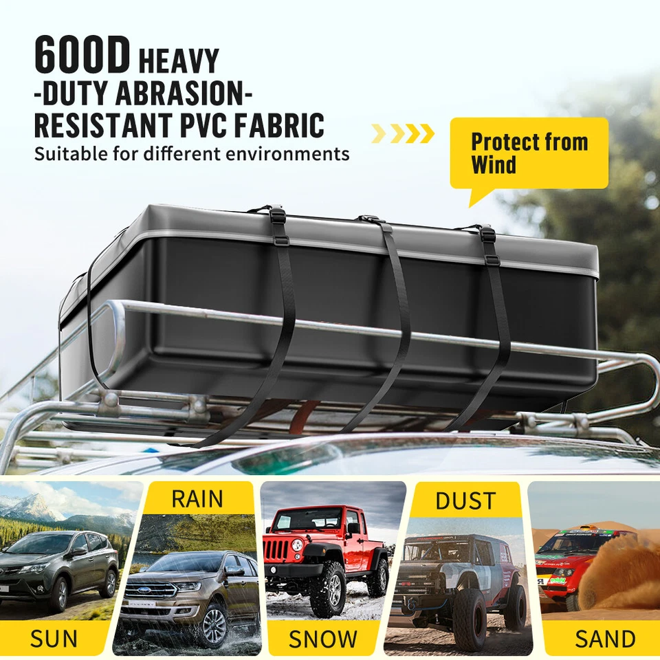 For Nissan Pathfinder 21 Cubic Feet Roof Top Cargo Carrier Bag 600D Waterproof - Image 2 of 4