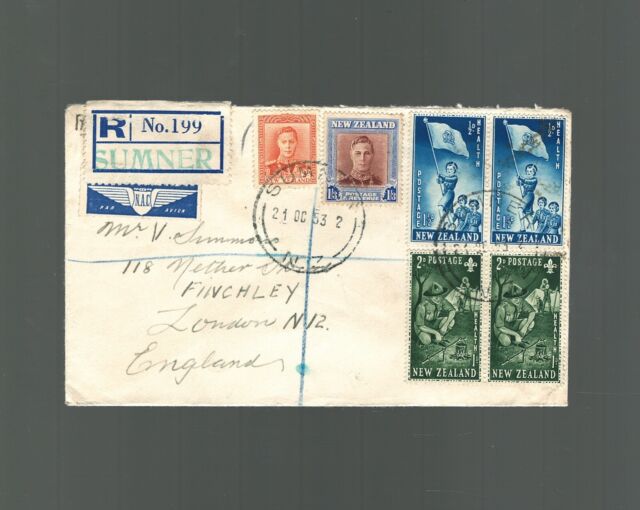 1953 New Zealand Airmail National Airways NAC Sumner to London England 1953 New Zealand Airmail National Airways NAC Sumner to London England