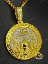 Real 0.76 Cwt. Genuine Diamond Allahu Akber Muslim Takbir Mosque Pendant Silver