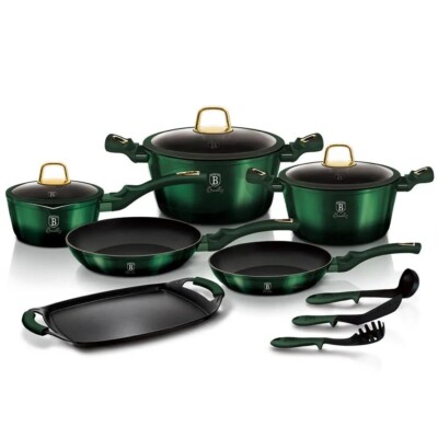 12 Piece Kitchen Cookware Set Emerald Collection 